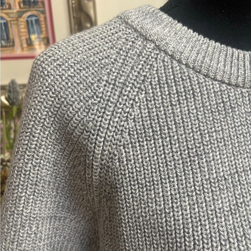 WHITE+WARREN CLASSIC LUXURY ORGANIC COTTON GREY MARL CREWNECK SWEATER SIZE MED - Picture 7 of 11
